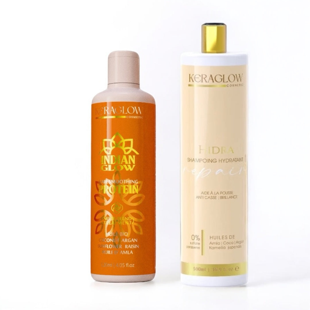 Lissage Indien Keraglow 120 ml + Shampooing Offert – Sans Sulfate