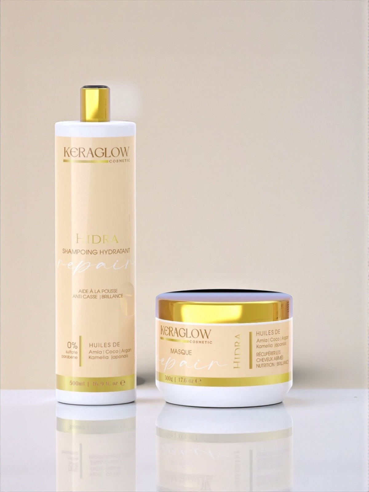 Kit Repair Keraglow – Shampoing & Masque Sans Sulfate| Entretien Lissage
