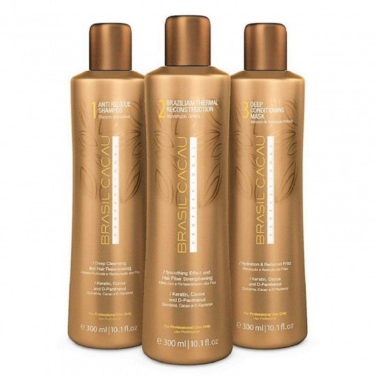 Brazilian Thermal Reconstruction Brasil Cacau Cadiveu kit lissage brésilien 3x300ml