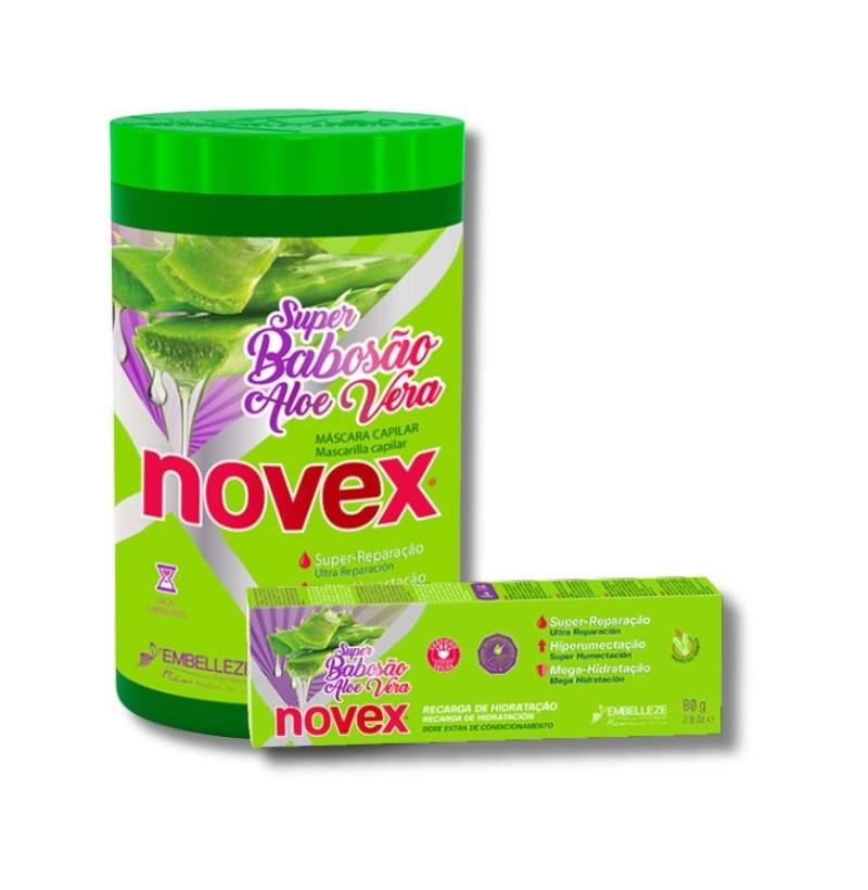 Pack NOVEX Super Aloe Vera – Masque 400 g + Recharge 80 g| Hydratation & Réparation Intense ⸻