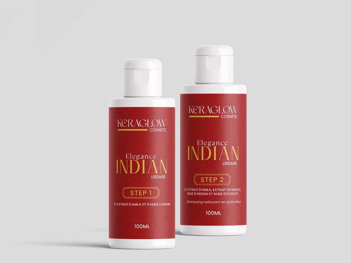 Lissage indien KERAGLOW -Huile Alma- de Nigelle- d'Argan et Avocat - 240ML
