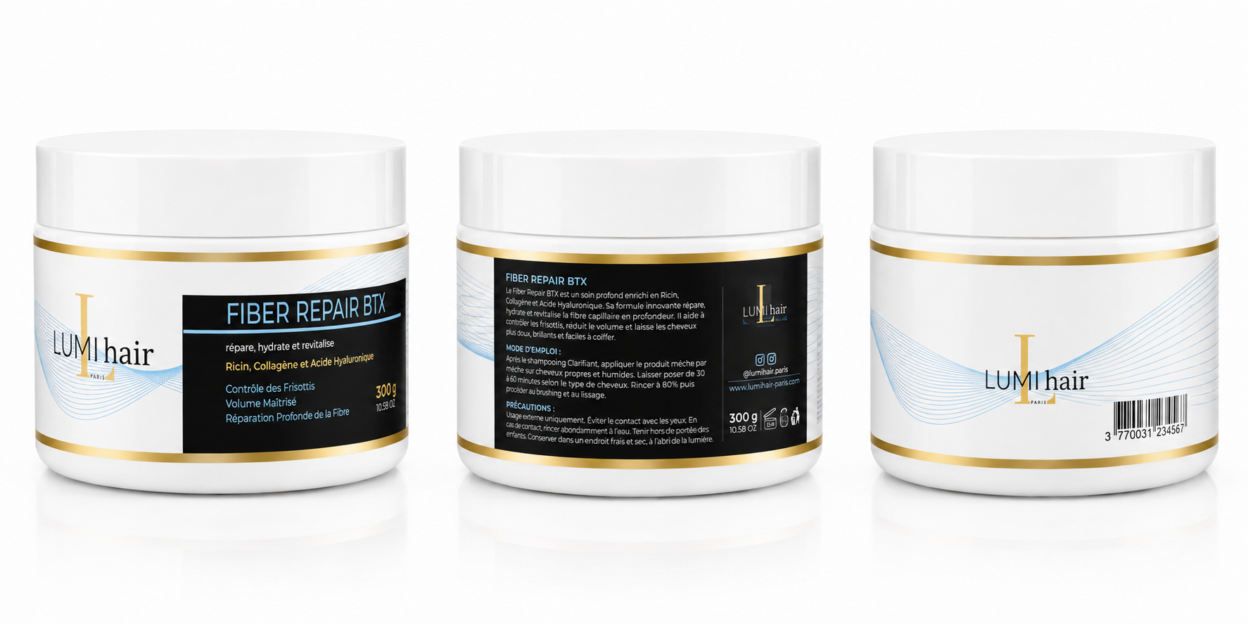Fiber Repair BTX LUMI hair Paris – Masque Réparateur Ricin, Collagène & Acide Hyaluronique 300 g