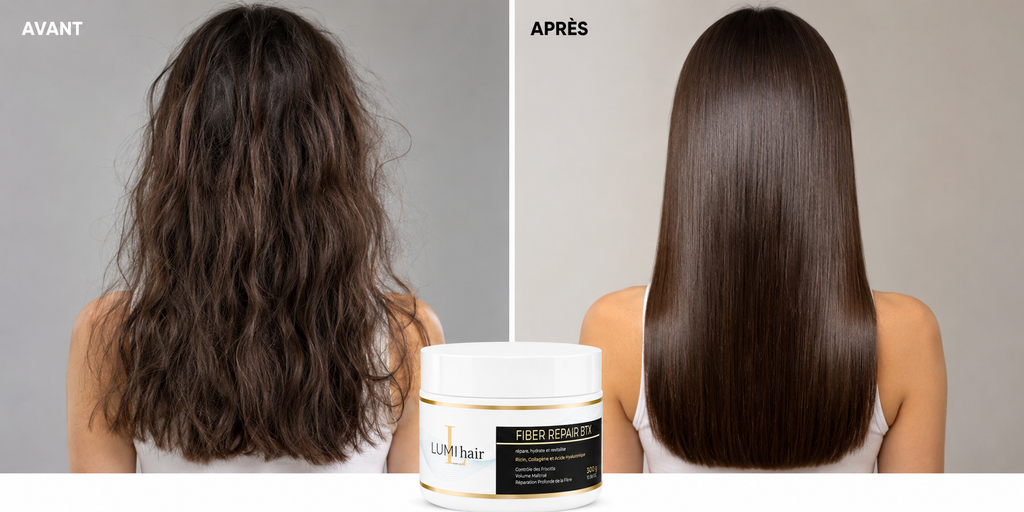 Fiber Repair BTX LUMI hair Paris – Masque Réparateur Ricin, Collagène & Acide Hyaluronique 300 g