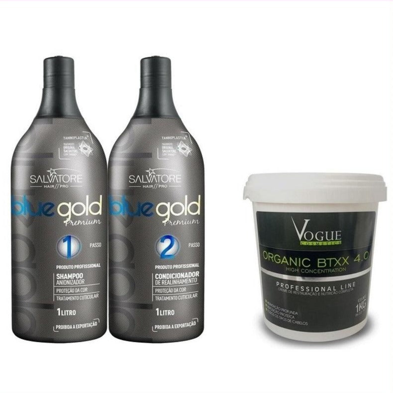 Kit Lissage Tanin Salvatore Bleu Gold & Soin Reconstructeur| Hairéa