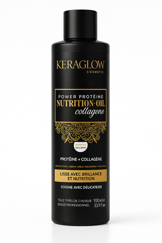 Lissage Indien Professionnel à la Protéine, Collagène & Huiles Naturelles – Effet Glossy – KERAGLOW