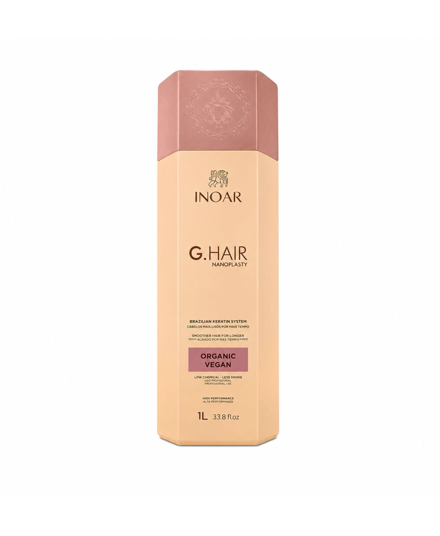 Inoar G.Hair Nanoplasty Organic Vegan 1L — Lissage Brésilien Kératine Vegan, Low Chemical & Less Smoke
