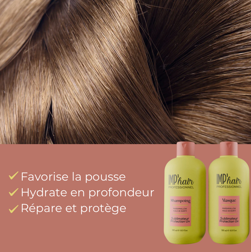 Duo Shampoing & Masque Marshmallow – Huile de Buriti| IMP’HAIR Professionnel – Sans Sulfate UV