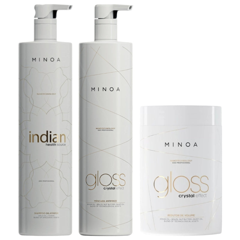 Kit Lissage Brésilien + Btx Capillaire Minoa Gloss Crystal Effect