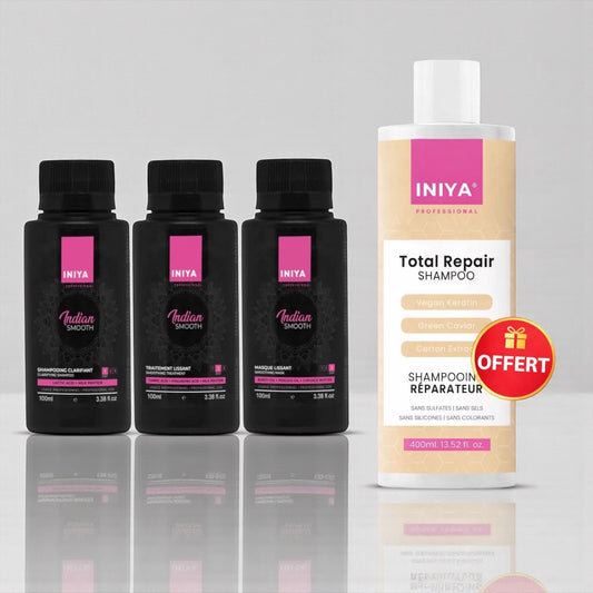 Iniya Indian Smooth – Lissage Indien & Tanin| Kit 120 ml + Shampoing 500 ml OFFERT