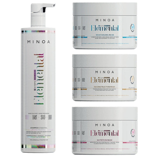 Soins Capillaire Sans Sulfate Minoa Elemental 1L + 3x450g