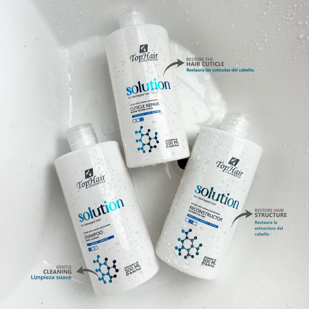 Kit Solution TopHair Cosmetics - Réparation Intensive 3 Étapes (3x500ml)