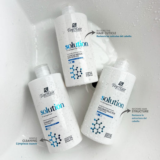 Kit Solution TopHair Cosmetics - Réparation Intensive 3 Étapes (3x500ml)