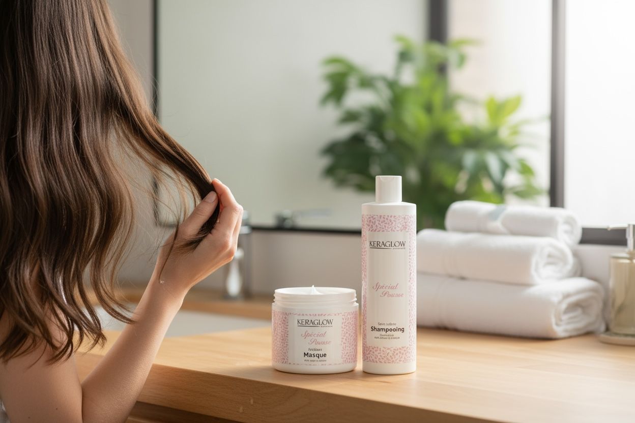 Lots de 12 KERAGLOW Shampoing, Masque Spécial Pousse – & Huile Anti-Chute Énergisants sans Sulfate