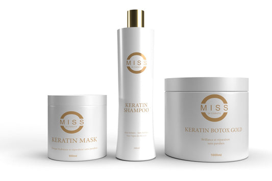 Kit Kératine Miss 24 Carats – Shampoing + Masque + Soin Réparateur 1kg