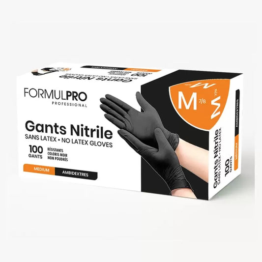 Gants Noirs en Nitrile Taille M – Boîte de 100| Résistants, Sans Latex, Usage Professionnel