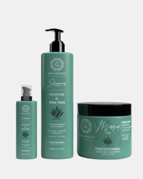 Gamme entretien lissage cheveux Kératine & Aloe vera shampooing sans sulfate