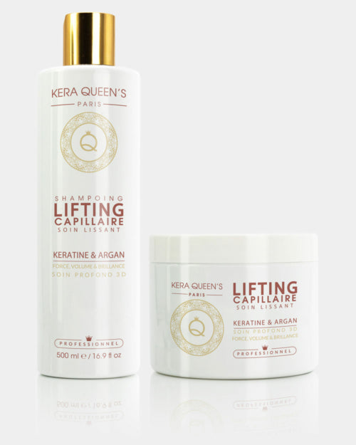 Duo Lifting Argan & Kératine – Shampoing + Soin 500 ml| Nutrition & Anti-Frisottis