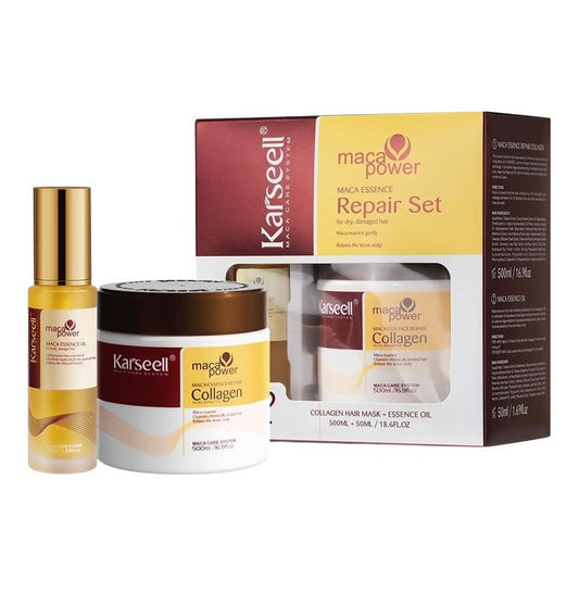 Coffret Karseell Maca Power – Masque 500 ml & Sérum Argan 50 ml| Hydratation & Réparation Intense