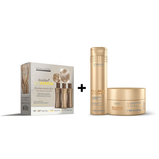 Eco Keratin Cadiveu – Coffret Lissage 3×110 ml + entretien Lissage Soins Blonds