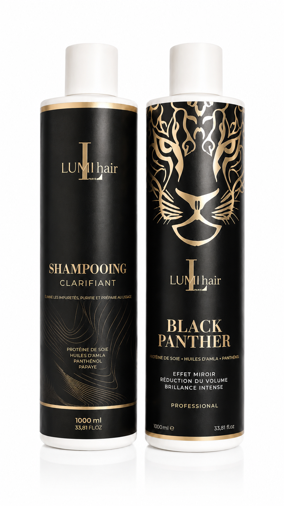 Lissage Brésilien & Indien LUMI hair Paris – Protéine de Soie & Huile d'Amla| Kit Black Panther + Shampooing