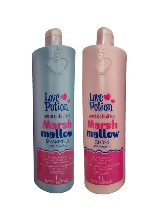 Lissage brésilien Marshmallow Love Potion Huile D’argan Huile De Myrrhe Huile De Monoi 2 produits