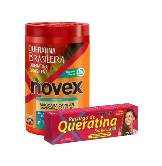 Pack Novex Kératine – Masque 400 g + Recharge 80 g| Réparation Intense & Cheveux Abîmés