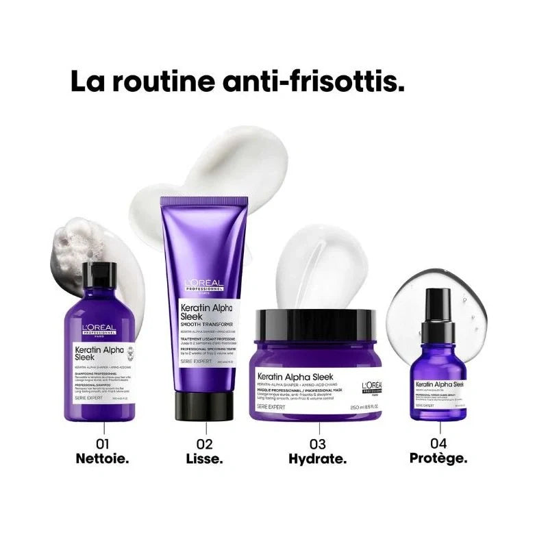 Routine Complète Disciplinante Keratin Alpha Sleek L'Oréal Professionnel