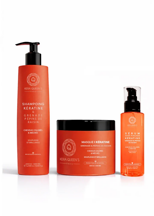 Kit Trio Grenade Pépins de Raisin – Routine Cheveux Colorés & Secs - shampooing sans sulfate